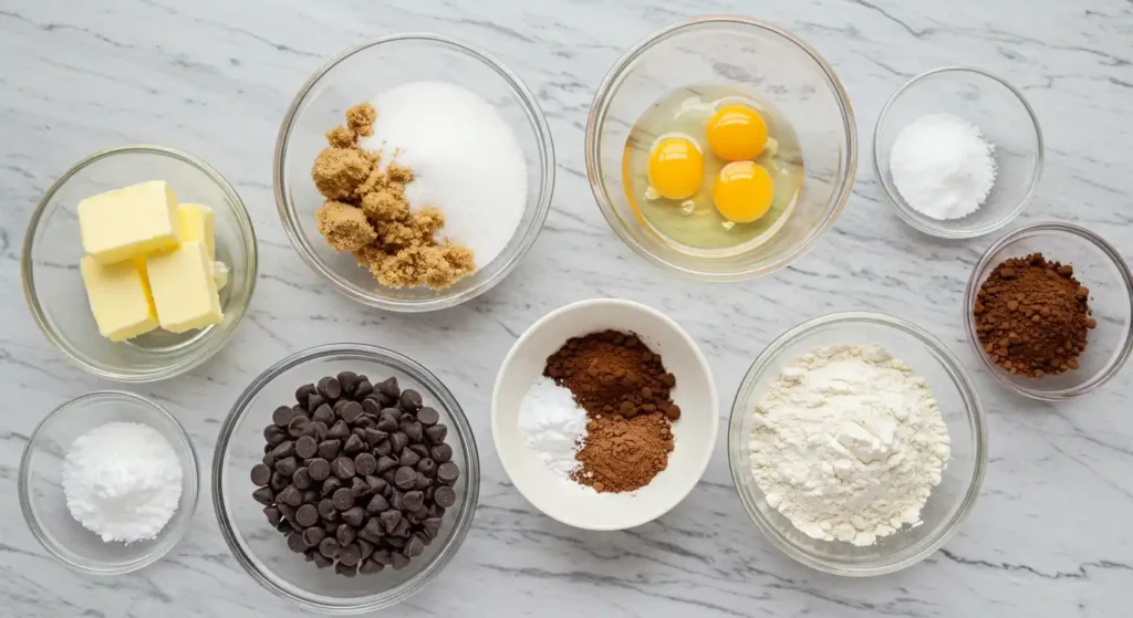 Ingrédients préparés pour une brookie recette