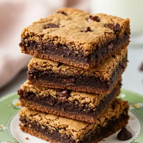 Brookies recette réussie : Une pile appétissante de brookies moelleuses et chocolatées, prêtes à être dégustées. Découvrez notre recette facile pour ce dessert irrésistible